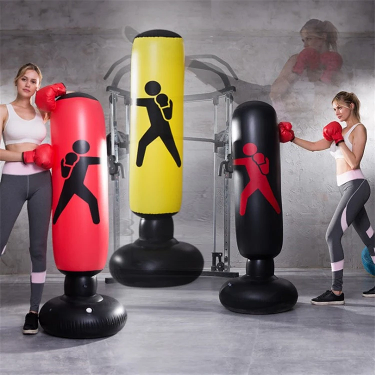 

160cm 63'' High Free Standing Inflatable Punching Bag for Boxing Karate Taekwondo, Black/ red/ yellow