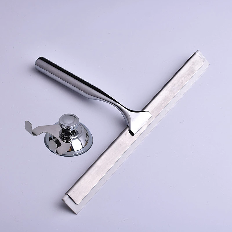 

Accessories glass cleaning wiper with hook stainless steel handle cleaning silicone strip, Silver