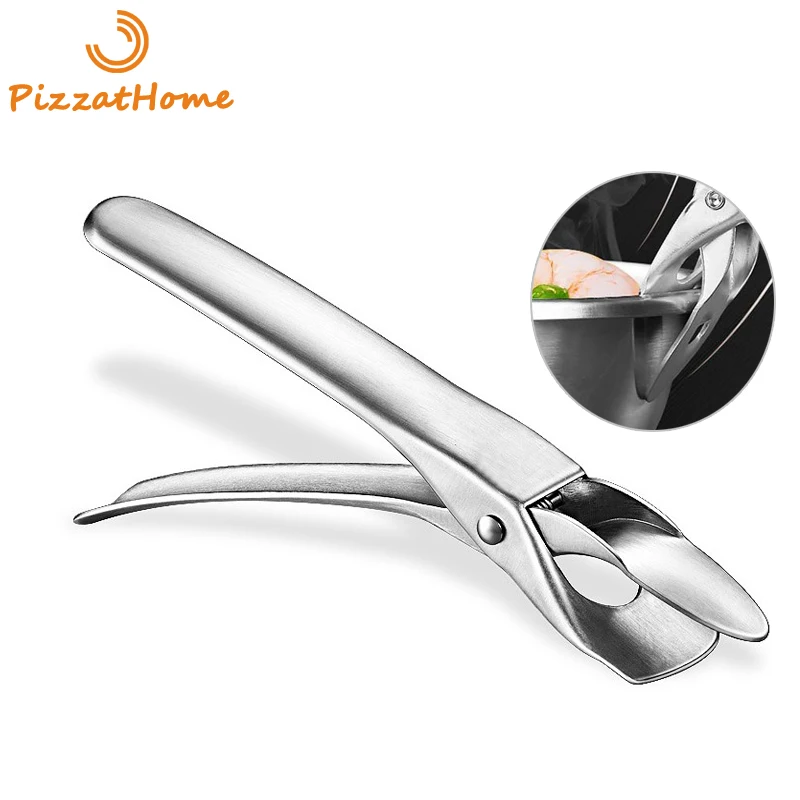 

Stainless Steel Gripper Pizza Pan Gripper for Deep Pan Bowl Dish Pot Clip Anti-Scald Hot Oven Pizza Pan Dish Tray, Silver