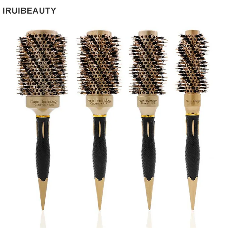 

Aluminum Anti-Static Custom Logo Boar Bristles Round Hair Brush