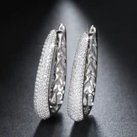 

RINNTIN OE139 Diamond Stone Earring With Genuine Siver Hoop Earrings