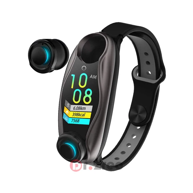 

2019 Newest 2 in 1 Smart Wristbands Wireless BT 5.0 Earphone, Fitness Tracker Blood Pressure Heart Rate Pedometer Smart Bracelet