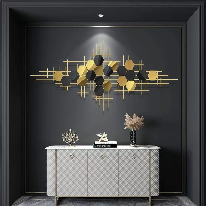 149*69.5cm Creative Design Horizontal Wall Mounted Art 3d Decors Large Gold Metal Wall Decor for Living Room