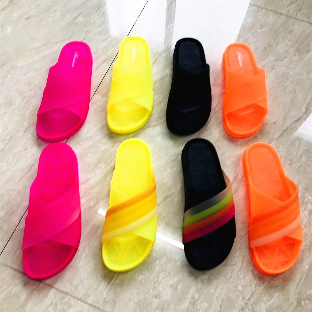 

210317 2021 new crystal plastic slippers jelly color fashion sandals and slippers