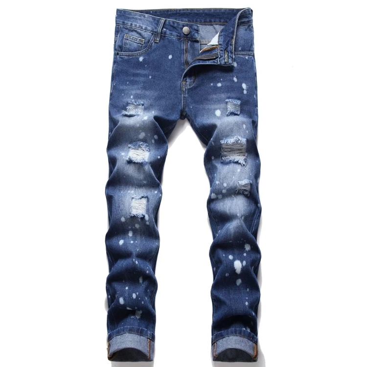 

2021 Hot Sale Men's Plus Size Jeans Pants Ripped Skinny Stretch Denim Jeans for Men