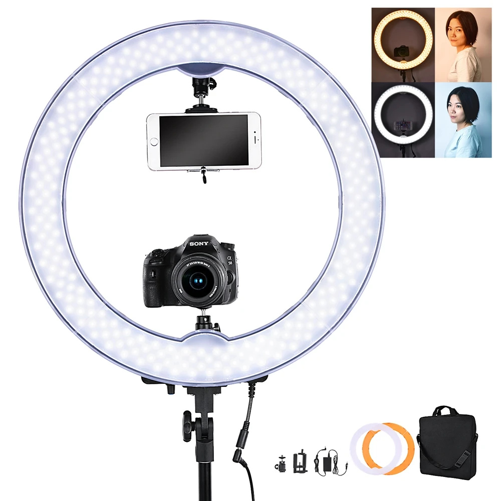 

USA FREE SHIPPING FOSOTO RL18B 55W 240 LEDS cheaper battery operated led ring light kit for Camera Studio YouTube Video Shooting