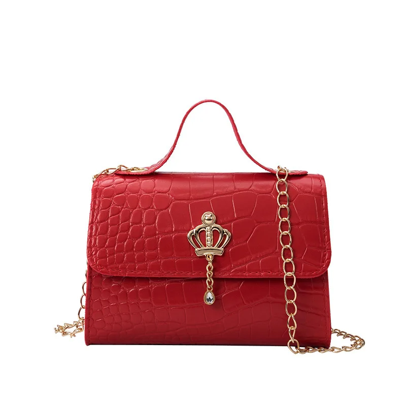 

2021 Fashion Pink Crocodile Women Hand Bags PU Leather Buckle Handbags Style Chain Shoulder Bag Tote For Ladies, Picture