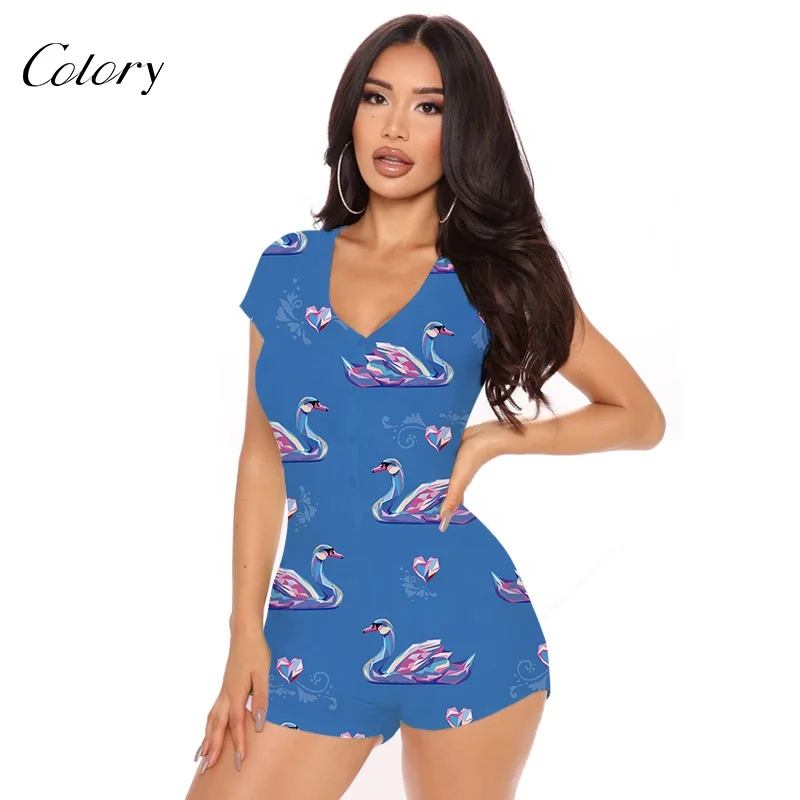

Colory Animal Print Women Onesie Sexy Women Sleepwear Pajama, Customized color