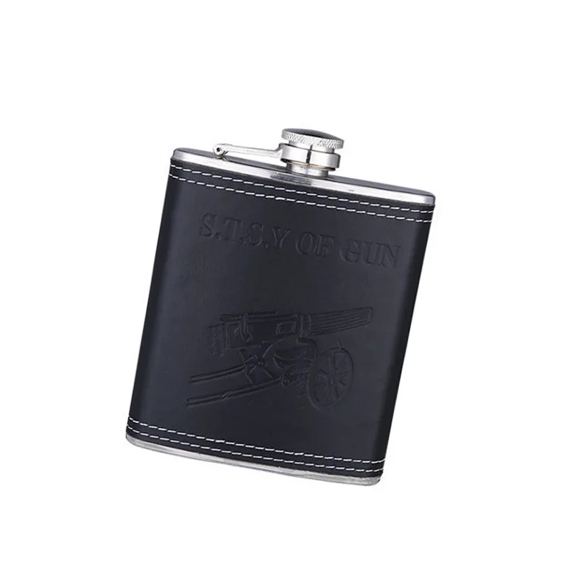 

Stainless Steel Liquor Hip Flask with embossed leather covered, Customized color