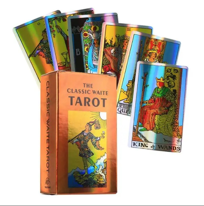 

Hot sell new Divination Shining26 types wholesale magic custom indoor adult Holographic Laser tarot cards, As shown