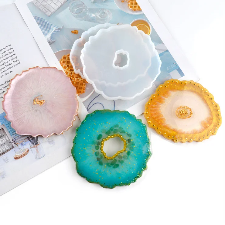 

LOVE'N LV262C DIY pop Glossy crafts Silicone cup Tray mould wave Agate Geode Coaster Resin Mold for Making Epoxy
