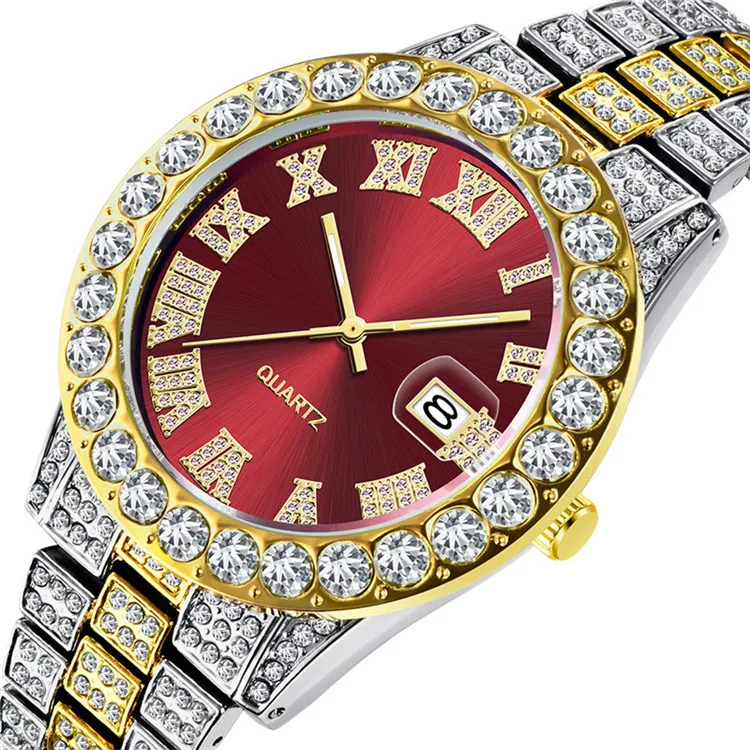 

Drop Shipping Men'S Hip Hop Watch Foreign Trade Calendar Quartz Watch Full Diamond Fashion Men'S Watch, Picture shows