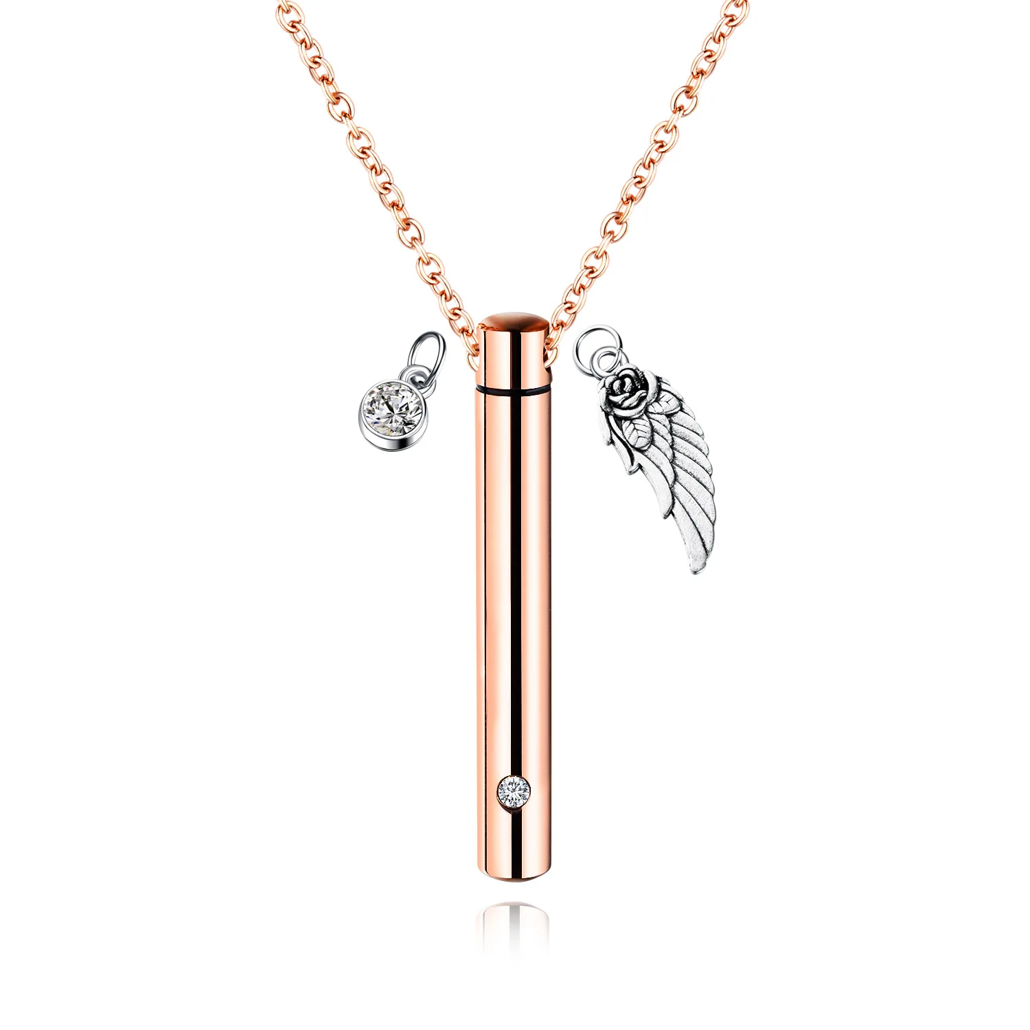 

Fashion Creative Cylindrical Commemorative Pet Open Perfume Bottle Titanium Steel Pendant Necklace, Picture