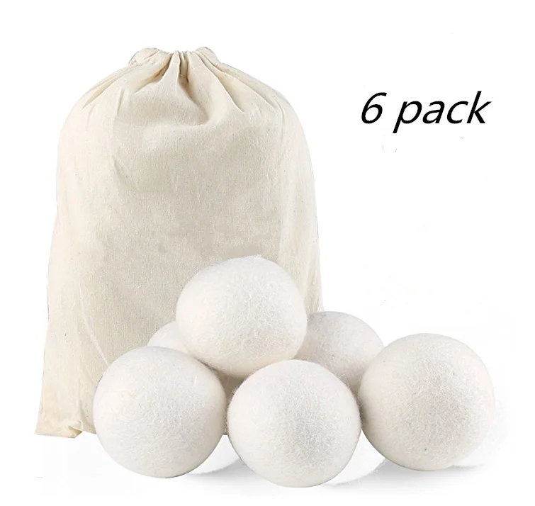 6Pcs/lot Large Wool Dryer Ball Organic Laundry Fabric Softener Premium Wash Bag 