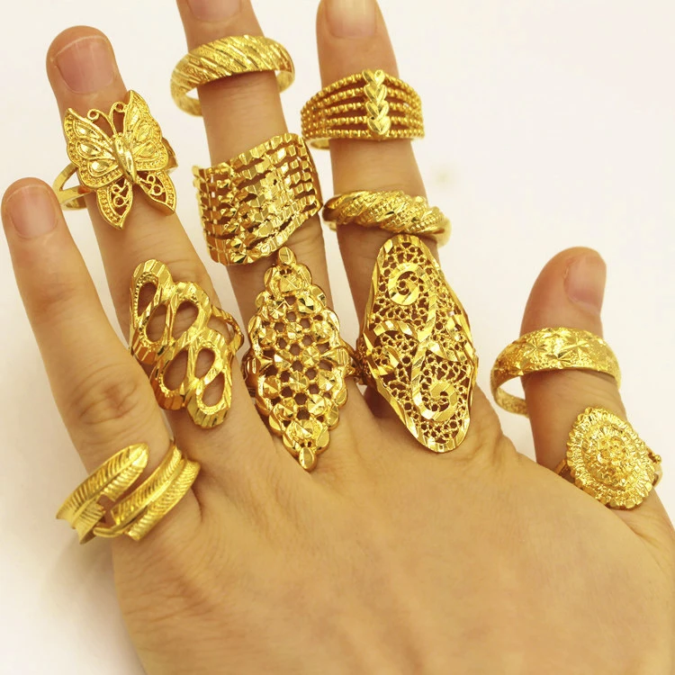 

Sandblasted Gold Big Flower Ring Ladies Open Gold Plated Ring Gold Plated Jewelry Wholesale For Women
