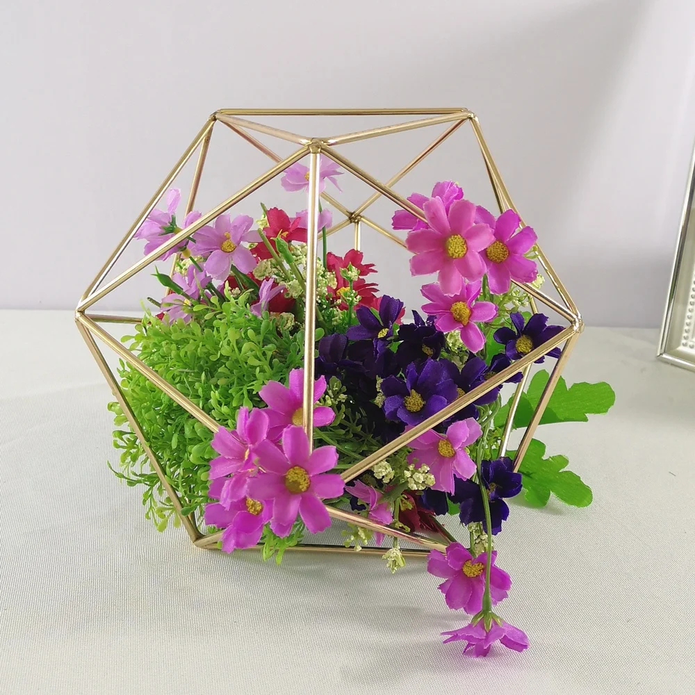 

Gold Geometric stands Centerpieces vase 25CM Table Wedding Party Hotel Decoration Home Accessories