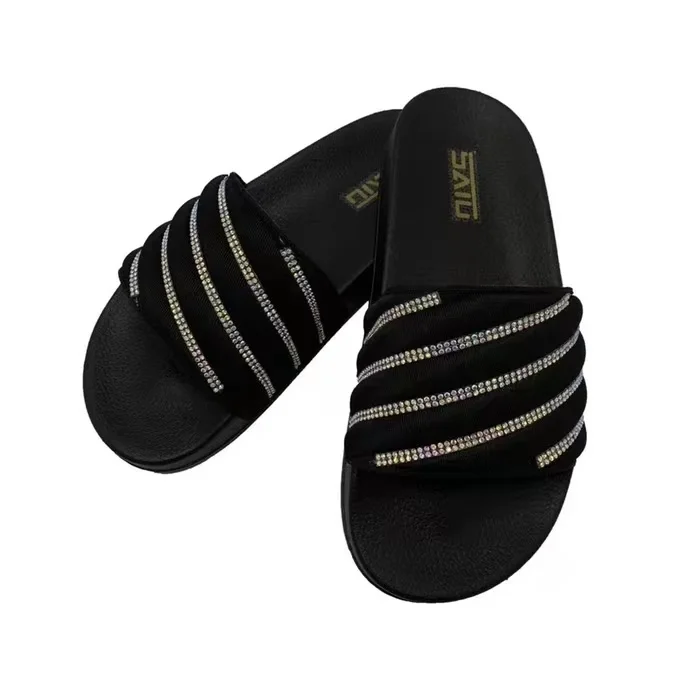 

2021 new summer women's slippers non-slip rhinestone slippers outdoor fashion vacation beach slippers flat, Picture