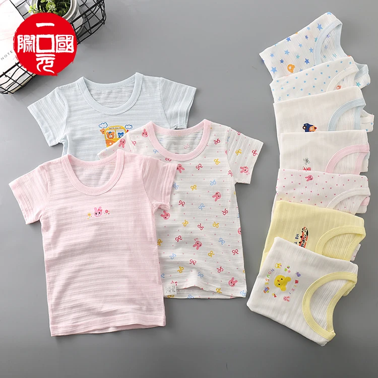 

New style slub cotton children's pure cotton pajamas ultra-thin air-conditioning shirt