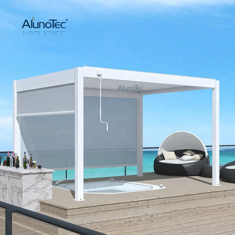 

AlunoTec 3m x 3m Louver Roof Motorized Waterproof Luxury Garden Gazebos Bioclimatic Aluminum Pergola, Ral9016 white / ral7016 grey