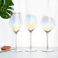 

Ins rainbow goblet Nordic tumbler colorful crystal champagne glass color creative ion plating wine glass