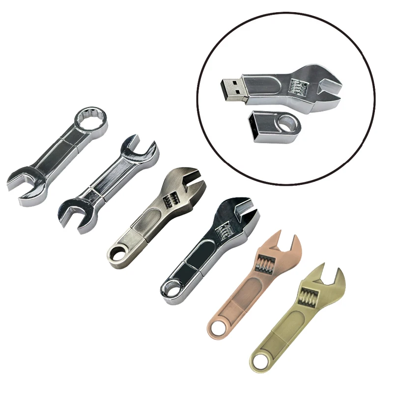 

Metal Tool Pendrive Mini Spanner Wrench USB Flash Drive Memory Card Pen Drive USB Creative 4GB 16GB 32GB 64GB Usb Stick, Black,silver,red,blue,green,yellow etc