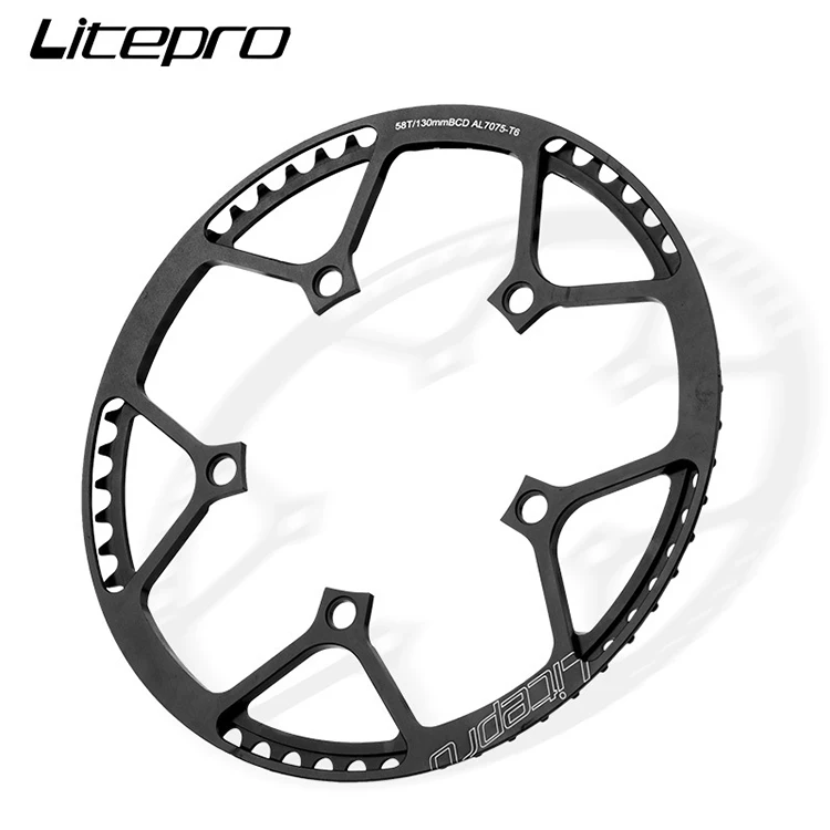 

Litepro BMX Bicycle Single Disc Gear Round Plate Crankset BCD130 45/47/53/56/58T Bicycle Chainwheel, Black/red/silver/gold