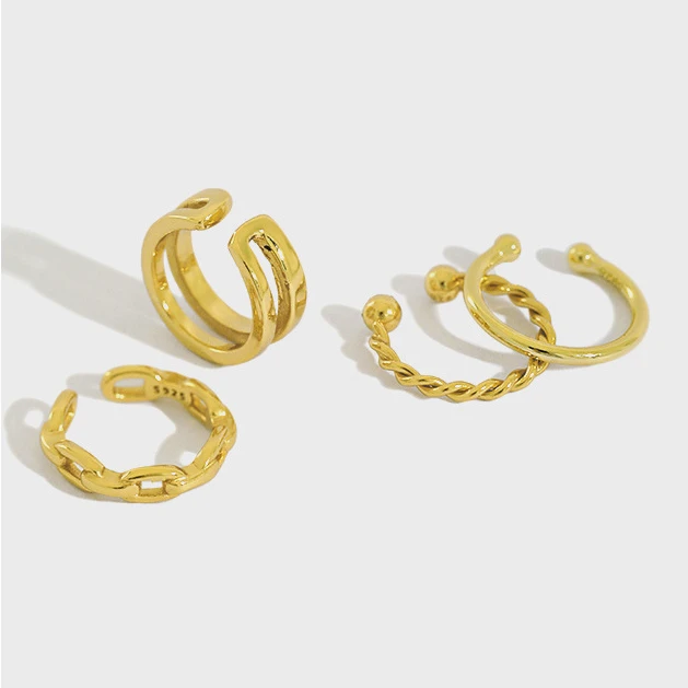 

Ins Simple Style 925 Sterling Silver 18K Gold Plated Twisted Double Layer Clip On Earrings Ear Clip No Pierced Earrings YF2519