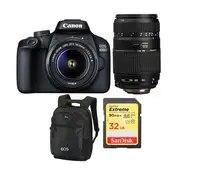 

CANON EOS 4000D DSLR Camera KIT EF-S 18-55MM F3.5-5.6 III + TAMRON AF 70-300mm F4-5.6 Di LD + Backpack Black + 32GB SD card