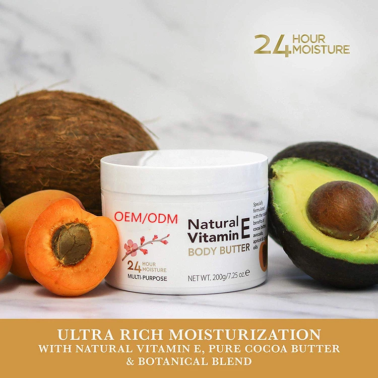 Natural Organic Vitamin E Body Butter Cream Private Label Moisturize