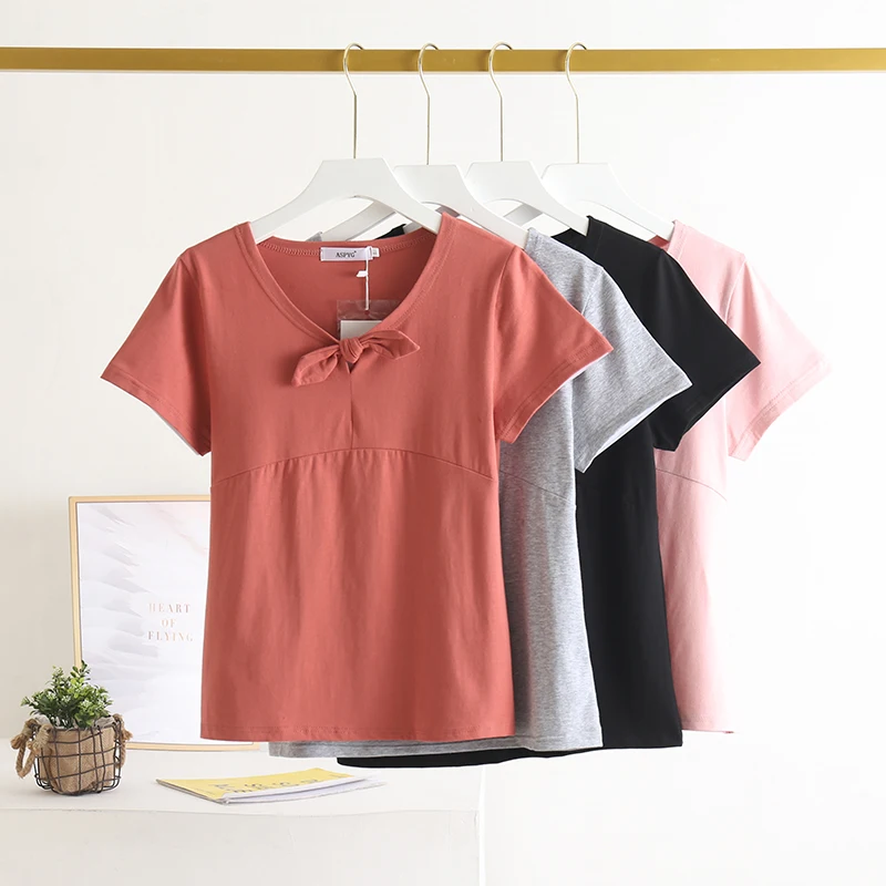 

Factory sale various widely used popular product oversize-t shirt bowknot cotton t-shirt