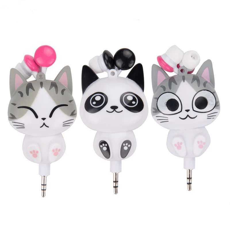 

Hot Korean version cartoon earphone 3.5mm retractable in-ear mobile phone computer music earphone