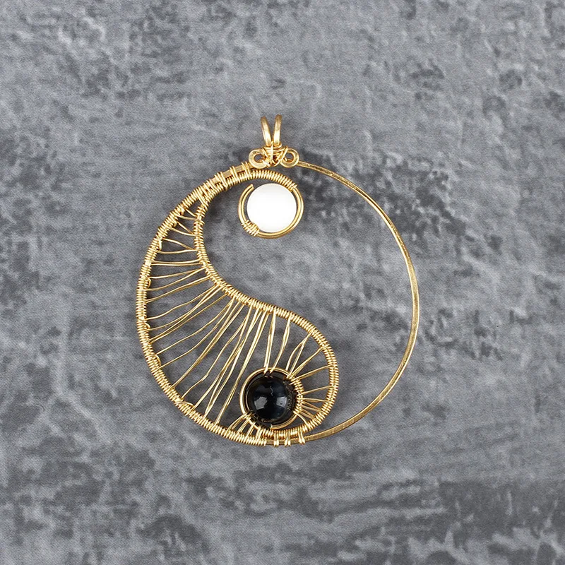 

taiji yin yang pendant hand made necklace pendant, Golden