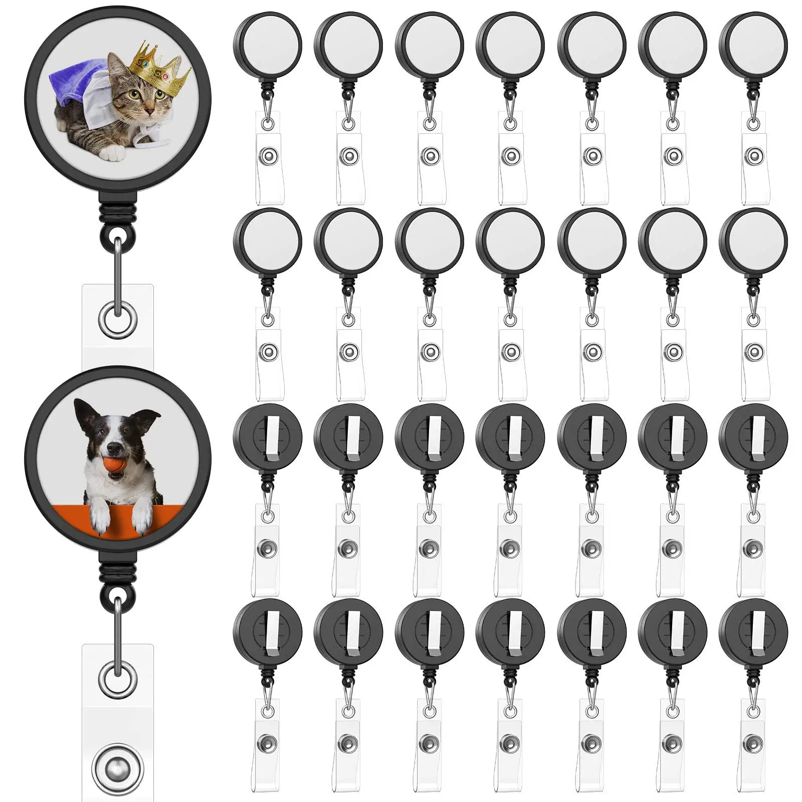 free shipping lanyards with logo custom and id badge holder sublimated badge blank Retractable Badge Holder with Belt Clip Reels