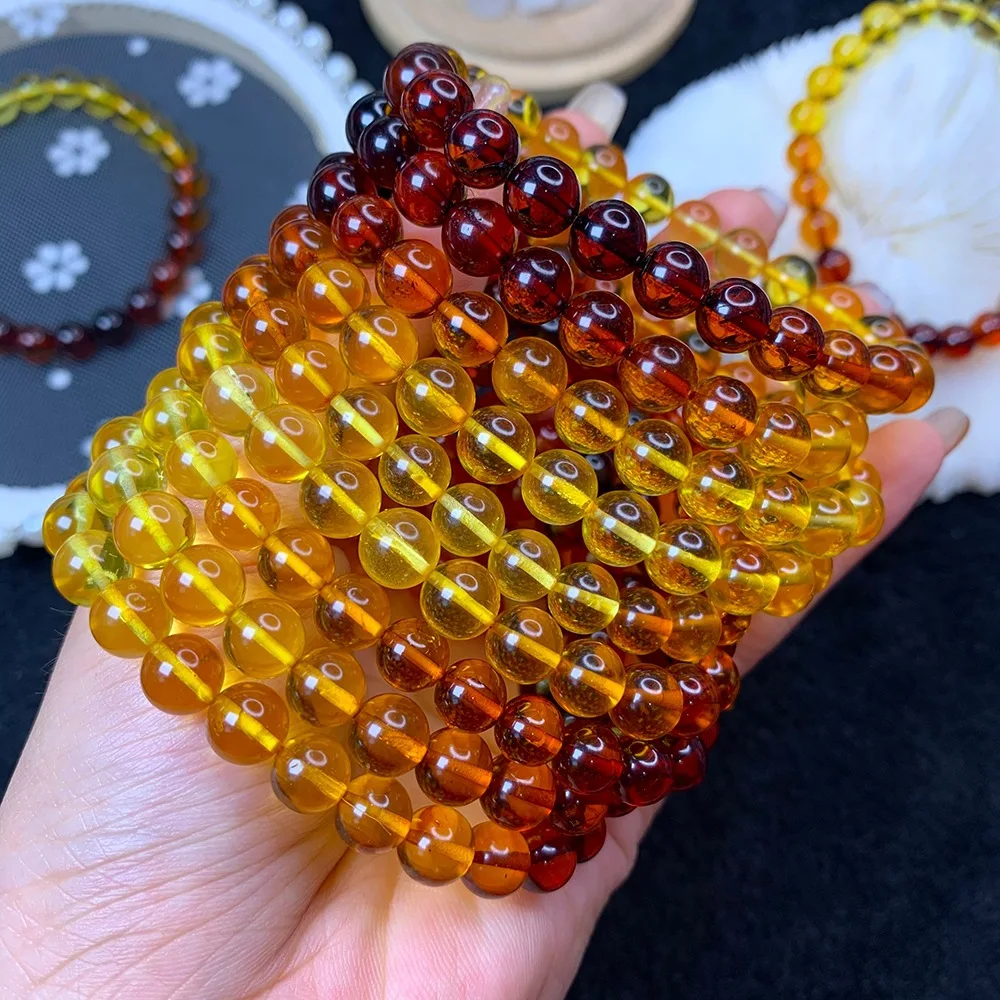 

Brown 6mm nature stone beads Baby Teething Baltic Amber Bracelet For Baby