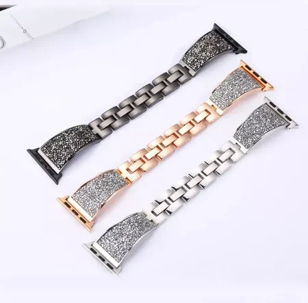 

Luxury Diamond Strap For Apple Watch 3 2 Band 38mm 42mm Bracelet Watchband For iWatch Series 6 SE 5 4 40MM 44MM Women Wrist Belt, 3colors