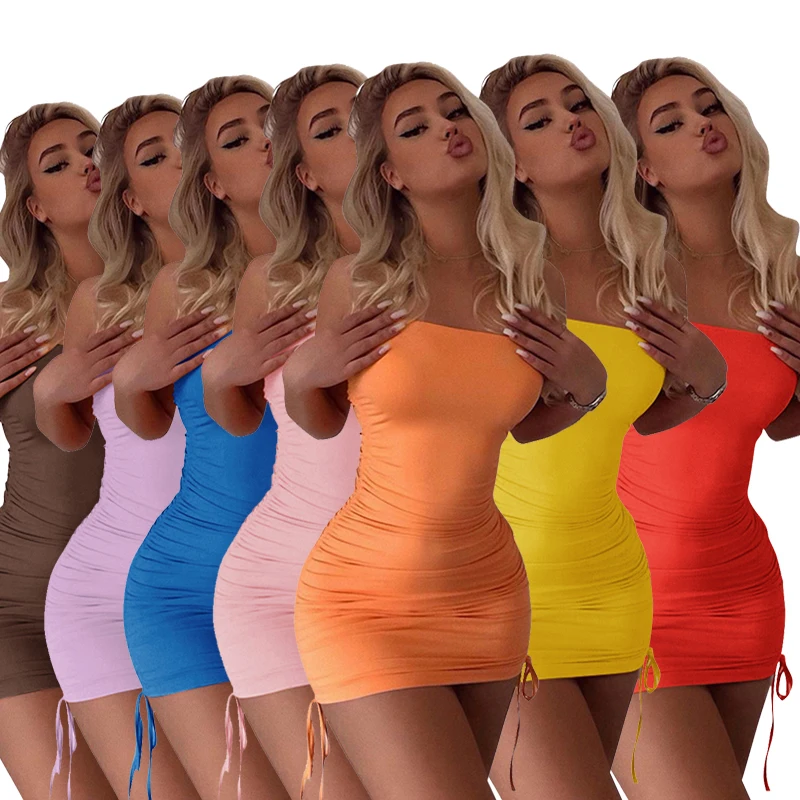 

2021 New Arrivals Sexy Bodycon Dress Women Clothes European & American Summer Style Wrap Dress Strapless