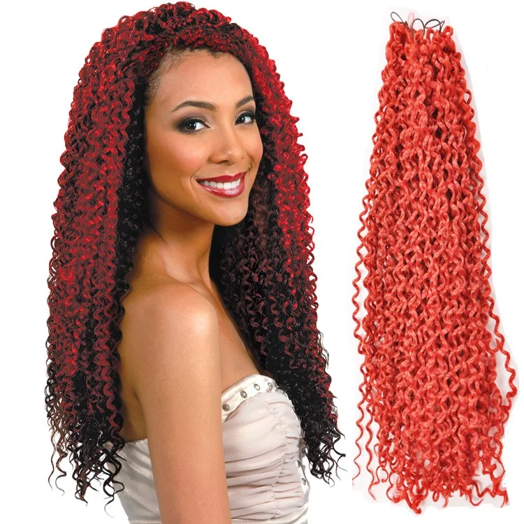 

Hot Selling Good Quality European and American women's synthetic hair weaves long curly braids hair extensions WATER WAVE, All colors