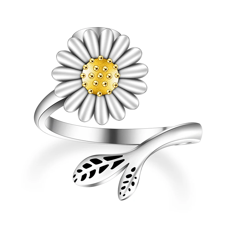 

Stainless Steel Sunflower Ash Urn Cremation Jewelry Ring, Black