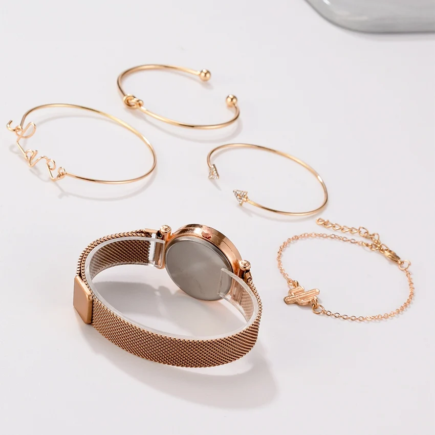 
5pcs Set Luxury Women Watches Magnetic Starry Sky Female Clock Quartz Wristwatch Fashion Ladies Wrist Watch relogio feminino 