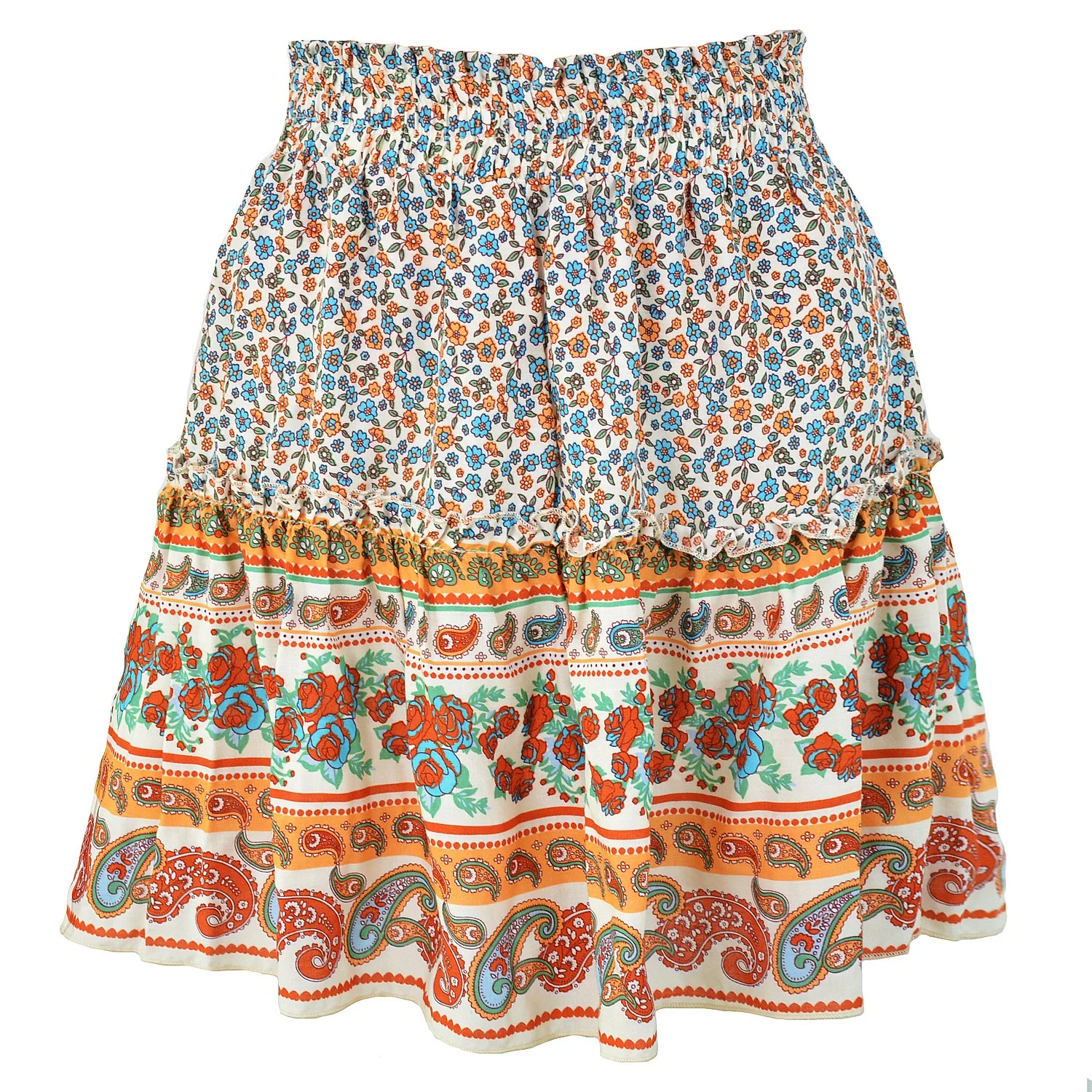 

Latest design women print skirt Bohemian national floured skirt
