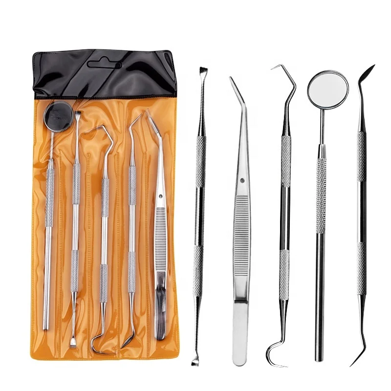 

5 IN 1 Stainless Steel Dental Set Dentist Tools Whitening Teeth Oral Appliances Tweezers Mirror Probe Hook Teeth Dental kit