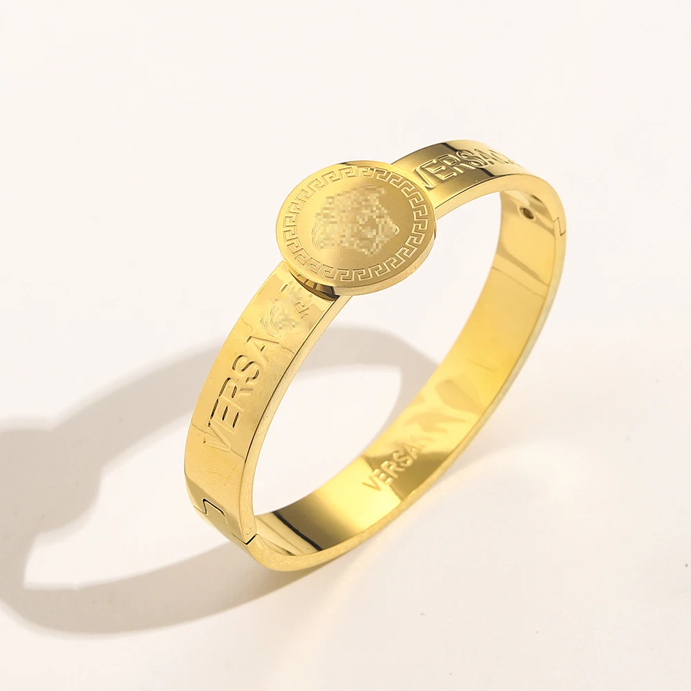 

Best Selling Luxury Jewelry Stainless Steel Bracelet with Logo Designer Brand Titanium Steel Gold Bangle for Women