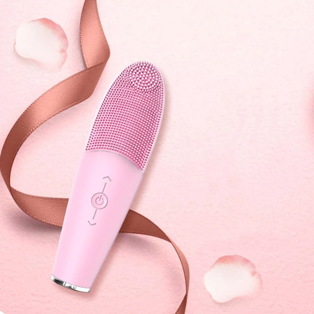 

Waterproof Portable Electric Cleanser Rechargeable Silicone Face Scrub Device Facial Cleansing Brush Pink, Customized colors