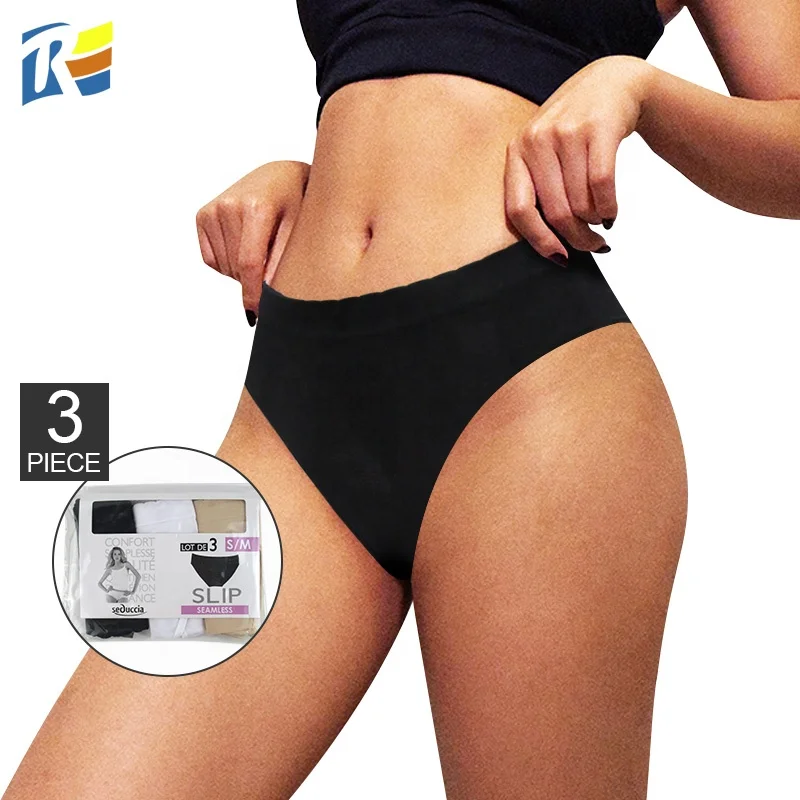 

Wholesale Solid Plain Stretch Comfort 3- pack Seamless Underwear Sexy Women Briefs, Assorted