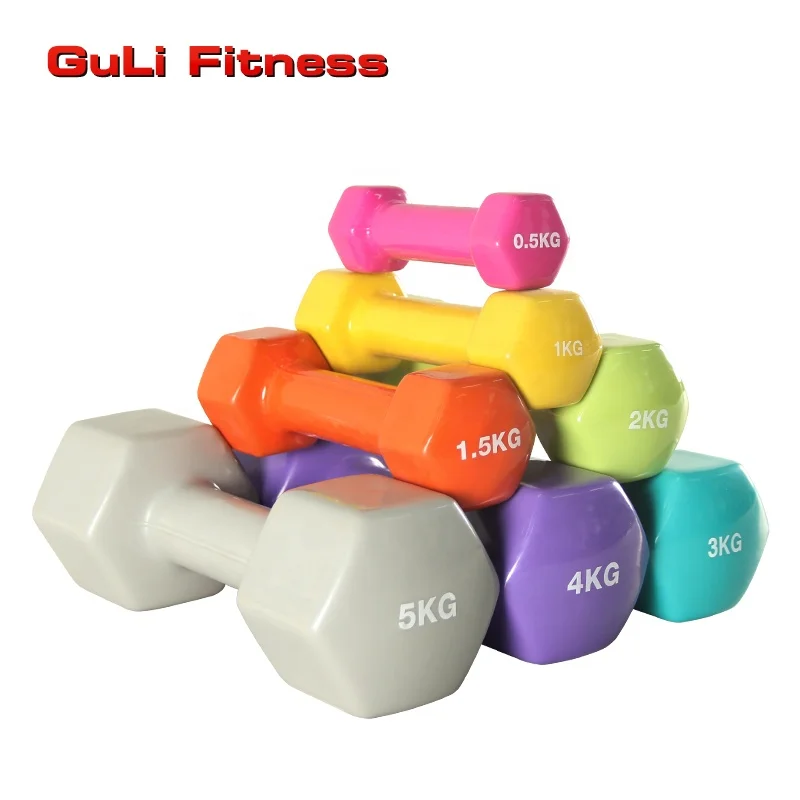 

Guli Fitness Colorful high quality Hexagonal cast iron hex Vinyl Dipping Dumbbell Hexagonal Neoprene Dumbbell For women and kids, Red, blue, green, black, customized