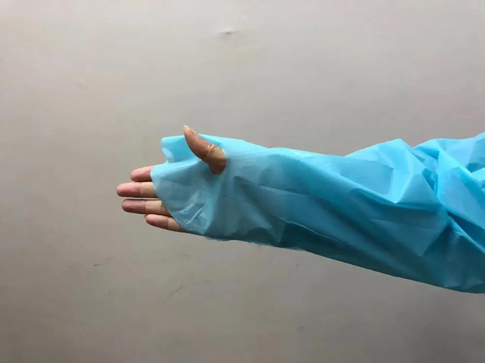 
Disposable CPE gowns disposable cpe plastic apron with thumb holes 