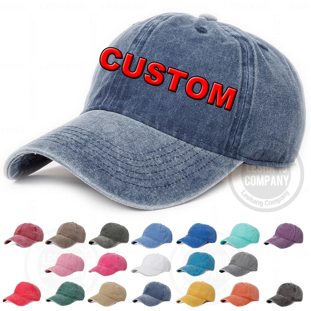 

Adjustable Washed Vintage Cotton 6 Panel Baseball Caps Custom Logo 3D Embroidery Retro Distressed Blank Plain Dad Hats