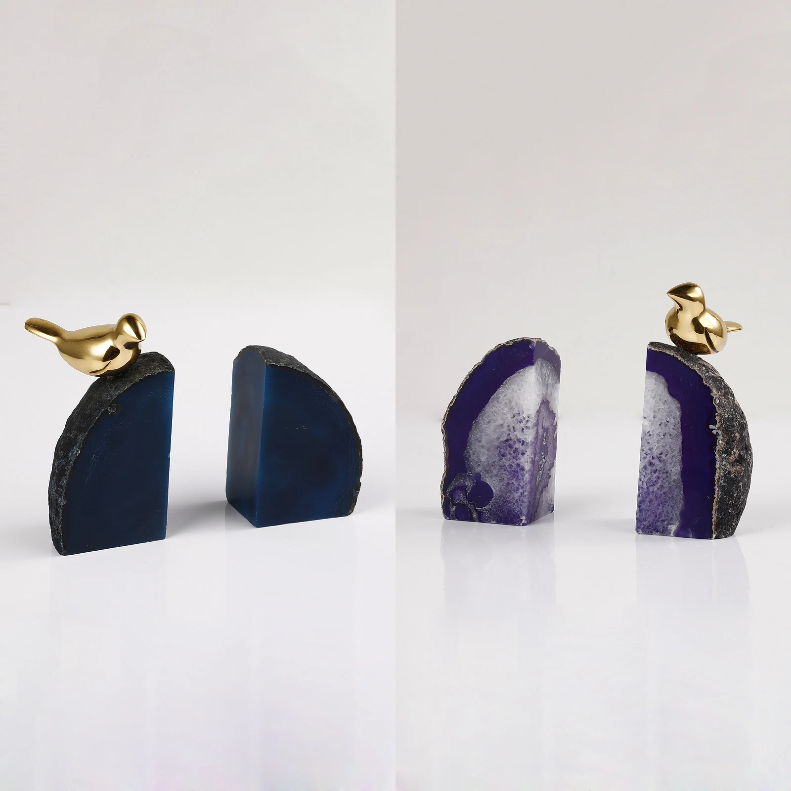 

New Chinese Style Unique Art Decoration Antique Blue Purple Agate Stone Office Diy Bookend