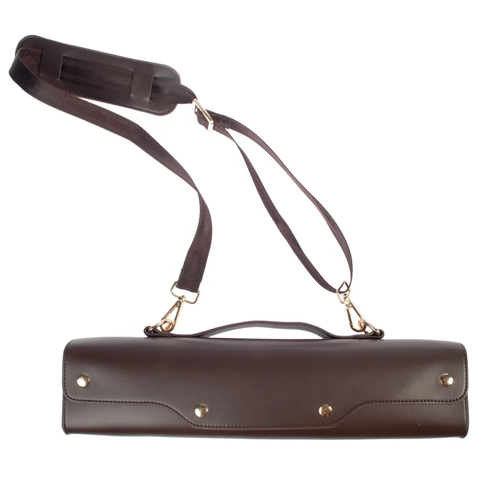 

NAOMI Flute Gig Bag Portable Flute Storage Bag Container Musical Instrument Accessories Coffee Color Leather Bag, Brown