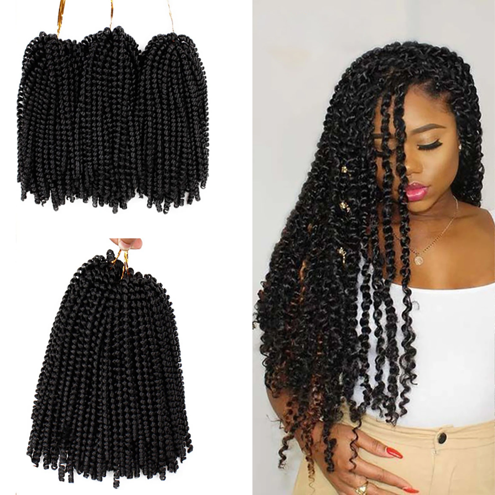 

Spring Twist Crochet Hair Faux Locs Curly Crochet Synthetic Goddess Locks Hair Soft Natural Braids 8 12 Inch